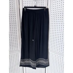 Miley + Molly Wide‎ Leg Embroidered Flowy Rayon Pants Drawstring Women's Lg